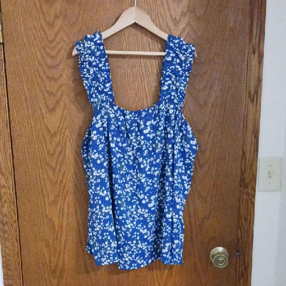 Floral Blue Sleeveless Top
